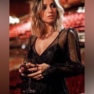 NEW Park & Fifth X The August Diaries -  Black Organza Wrap Top